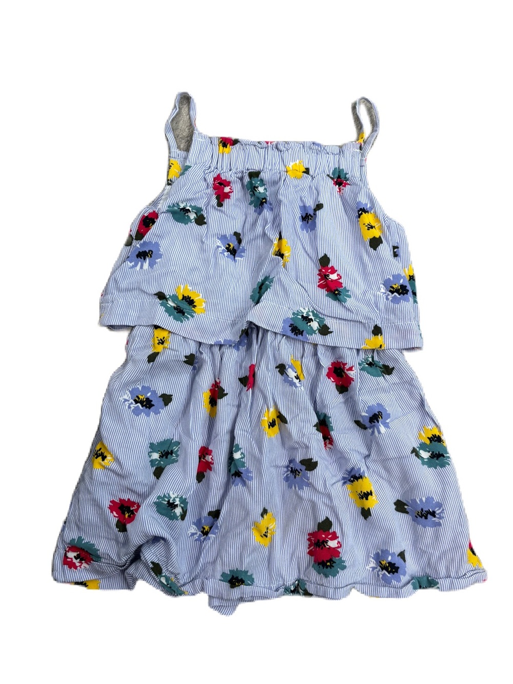 Joe Fresh Light Blue Striped Floral Tiered Dress - Size 3T
